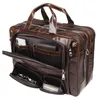 Vintage Big Large Coffee Black Genuine Leather Office 15.6 17 Laptop Men Briefcase Messenger Bags Portfolio M7289