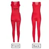 Damen Jumpsuits Strampler Sexy Frauen Slim Fit Bodysuit Stretch Trikot Ärmellos Body Tops Overall Einfarbig Ausgehöhlte Lange Hose