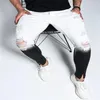 Jeans pour hommes 2021 couleur déchiré hommes décontracté Slim Fit hommes fermeture éclair maigre Homme marque moteur motard Hip Hop blanc noir pantalon