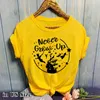 Never Grow Up Lettera Stampa T Shirt Donna Manica corta O Collo Maglietta allentata Summer Ladies Tee Shirt Top Abbigliamento Camisetas Mujer X0527