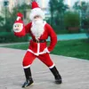 Natal Papai Noel traje com botas ternos homens xmas extravagantes adereços roupas roupas conjuntos de casaco calça beard cinto chapéu conjunto