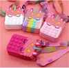 Unicorn fofo simples Dimple Messenger Charms Bag Toys Push Bubble Antistress Children039s Toy Keychain Wallet9591820