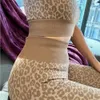 Leopard Print Yoga Set Kvinnor Fitness Kläder Seamless Sports Outfit för High Waist Legging Set Gym Passande träningskläder 210802