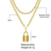 Pendant Necklaces Trendy Punk Lock Necklace For Women Creative Thick Chain Padlock Double-layer Chokers Jewelry Gift Collar