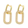 Geometric Double Ring Lock Earrings For Women Girls Gold Color Zircon Hip Hop Jewelry Rock Female Creative Drop Earings Gifts