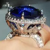 Cluster Rings YaYI Fine Jewelry Princess Cut Blue 15*15mm Claw Set Over 100pcs Little Cubic Zirconia Silver Color Wedding Party Lovers
