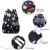 Zaini da scuola Zaino carica USB Moda femminile per ragazze Zainetto da ragazza in peluche nero Decorazione in fiore di ciliegio268z