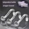 10pcs Bent Glass Oil Burner Pipe Tobacco Transparent Bowl Hookahs Adapter Bong Pipes 10mm 14mm 18mm Male Female Smoking Accessories for Dab Rig Bong