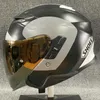 Capacetes de Motocicleta Chegada Dupla Viseiras Metade Capacete Artigo Preto e Branco Cruz Verão Temporada Segurança Chapéu Capacete Casque