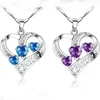 925 Sterling Mode Partihandel Nya Trendiga Halsband Silver Charms Love Hollow Heart Shaped Crystal Pendants Smycken