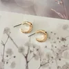 Hoop Huggie Simple Gold Color Plating Black Clear Eye Textured Small Snake Earrings for Women Girl Casual Elegant Cute Chic Jewelry Moni22