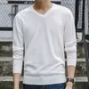 Sweater Men Autumn Casual Pullovers V-Neck Solid Cotton Knitted Brand Clothing Slim Fit Male Sweaters Pull Homme 210909