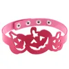 Exageración Gargantilla de Halloween Ahueca hacia fuera Collar de cuero de calabaza Collares Botón Banda de cuello ajustable para mujeres niños joyería de moda voluntad y arena