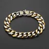 Link, Chain Punk Style Cuban Link Bracelet For Men Women Silver Gold Black 316L Stainless Steel Bangle Jewelry Gift 7-11inch Free Ship