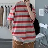 T-shirt a righe oversize casual da uomo 2021 Fashion Girls Top coreano Streetwear abbigliamento maschile Hip Hop