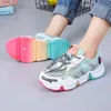 boys and girls fashion rainbow solid bottom sneakers children middle school students breathable running shoes 211022