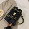 Shoulder Bags Axzspdy Chain Small Black Luxury Bag Woman Designer Handbag Female White Blue Square Crossbody