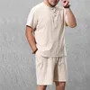 Odzież męska Duży Rozmiar Dres 8XL 9XL Linen Krótki koszulka Summer Garnitur Plus Size Odzież Odzież Garnitur 5XL Bawełniany Mąż Zestaw 210714