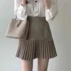 Shintimes pläterad kjol A-Line Mini s Kvinnor Sommar Koreanska Svart Khaki Kvinna Empire Jupe Femme Faldas Mujer Moda 210629