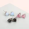 Kvinnors Crystal Zircon Heart -formade Ear Studs örhängen för kvinnor Silver Color Geometry Earring Bijoux