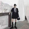 Schwarzer Anzug des Frauen-Sommers dünne Abschnitt koreanische Version lose zweireihige dunkle Kurzarm Jacke weiblicher Trend 211122