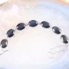 Łańcuch ręcznie robiony bransoletka biżuterii dla kobiet owalne kabochonowe koraliki Natural Blue Tiger Oko Regulowane 7,5 "-9" 1PCS H866 FAWN22