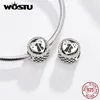 WOSTU Couple Cat Heart Beads 925 Sterling Silver Round Charm Fit Original DIY Bracelet Pendant Friendship Jewelry Making CQC1188 Q0531