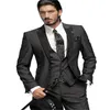 Costumes pour hommes Blazers (veste + pantalon gilet cravate) 2022 veste de costume gris brillant marié robe de soirée de mariage