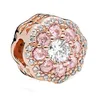 925 Silver Beads Sparkling rose gold Square Charms Rracelet Fits European For Pandora Style Jewelry Bracelets