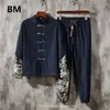 Abito stile cinese retrò Tang Patchwork in cotone e lino Plus Size stampato Hanfu Abbigliamento uomo Abiti stampati 5XL Uomo 220107