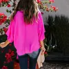 Women Fashion Casual Blouse Tied Hem Loose Fit Half Sleevele Blouse Tops 210716