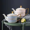 Europe Bone China Coffee Teapot Set 730 ml Luxury Ceramic Pot Flower Puer Kettle Office Home Tool Drinkware 2106217319162