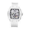 Wristwatches Transparent Case Large Square Quartz Watch Men's Sports Unique Wear Domineering Luxury Quality Wristwatch Clock 219L