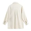 Oversize corduroy shirt kaki gestreepte blouse lange mouw stiksel plaid dames shirt mode lente herfst 210308