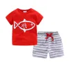 Mudkingdom Sommer Kleinkind Junge Outfits Kordelzug Kurze Set Nette Jungen Kleidung Streifen Kinder Kleidung Strand Urlaub 210615