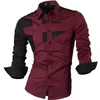 Jeansian Men's Dress Shirts Casual Stylish Long Sleeve Designer Button Down Slim Fit 8397 WineRed 210809