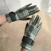 Five Fingers Gloves Women's Leather Buckle Button Plaid Finger Autumn Winter Warm Fleece Suede Cycling Cashmere S2932