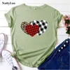 T-shirt d'été surdimensionné à rayures coeurs imprimé léopard t-shirt femmes col rond à manches courtes t-shirt grande taille 100% coton t-shirt 5XL hauts Y0629