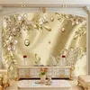 Custom Wallpaper 3D Stereo Golden Flower Jewelry European Style Luxury Murals Living Room TV Hotel Backdrop Painting Waterproof