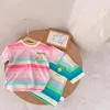 Chegada de verão Meninas moda Rainbow Dress Kids Cartoon tops roupas 210528