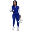 Kvinnliga spårningsdräkter Desinger Two Piece Pants Outfits Sweatsuit Sport Joggers 2 PC Fall Set Breasted Letter Tryckt jackor Baseball Suit