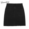 Yitimuceng Zipper Fickor Kjol Kvinnor Hög midja Mini Solid A-Line Spring Summer Office Lady Fashion Skirts 210601