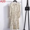 Women Casual Autumn Dress Korean Style Vintage Floral Printed Chiffon Shirt Dress Long Sleeve Bow Midi Summer Dress Vestido 210915