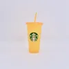 Starbucks Mermaid Goddess 24oz / 710ml Bicchieri che cambiano colore Tazze di plastica Bere succo con labbra e cannuccia Tazza di caffè magica