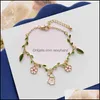 Charm Bracelets Jewelry Bracelet Girl Youbaoyuan Green Leaf Flower Versatile Metal Oil Drip Hand Princess Style Aessories B3039 Drop Deliver