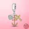 925 Silber Flamingo Blatt Rose Blume Charme CZ Luxus Perlen passen Pandora Armband für Frauen 925 Schmuck Geschenk