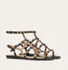Melhores sandálias femininas de verão de verão * Sandálias populares de couro de pele de rock com tiras de praia Sandalias eu35-433701627