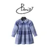 2020 Primavera vestido de menina de algodão manga comprida crianças vestidos de lattice stripe crianças vestidos para meninas moda meninas roupas bebe q0716