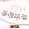 4pcs Luxury Women Girl Handmade Hairpins Wedding Floral Hair Jewelry Bridal Ornaments Pins Accessory Hairwear U-shaped Hair Clip