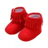 0-18M Leuke Baby Winter Schoenen Pasgeboren Winter Fringe Laarzen Meisje Pasgeboren Effen Kleur Tassel Zachte Bodem Nieuwe Katoenen Warme Laarzen G1023